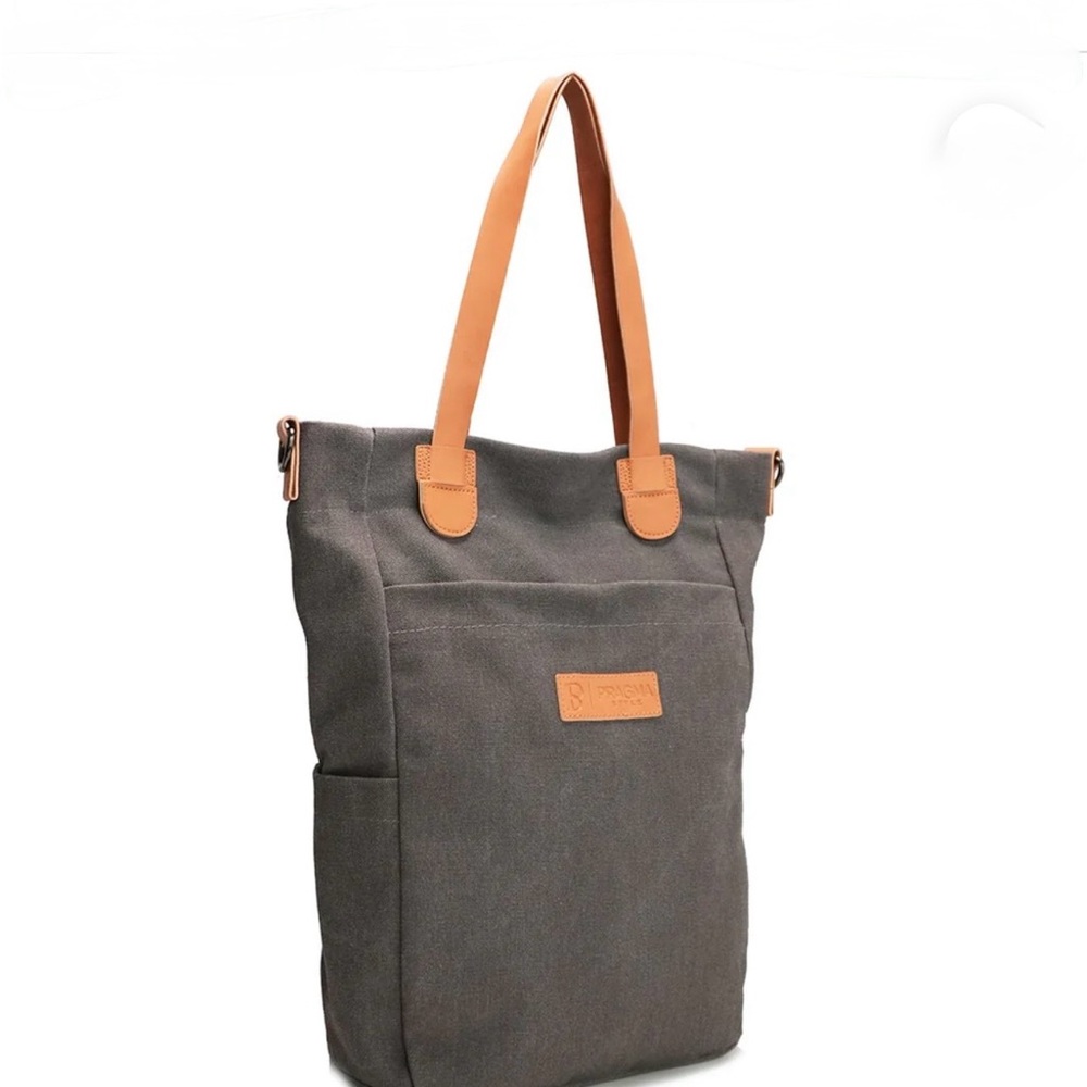 Pragma Canvas Converta Tote in charcoal with Tan Leather Accents - Picture 10 of 14